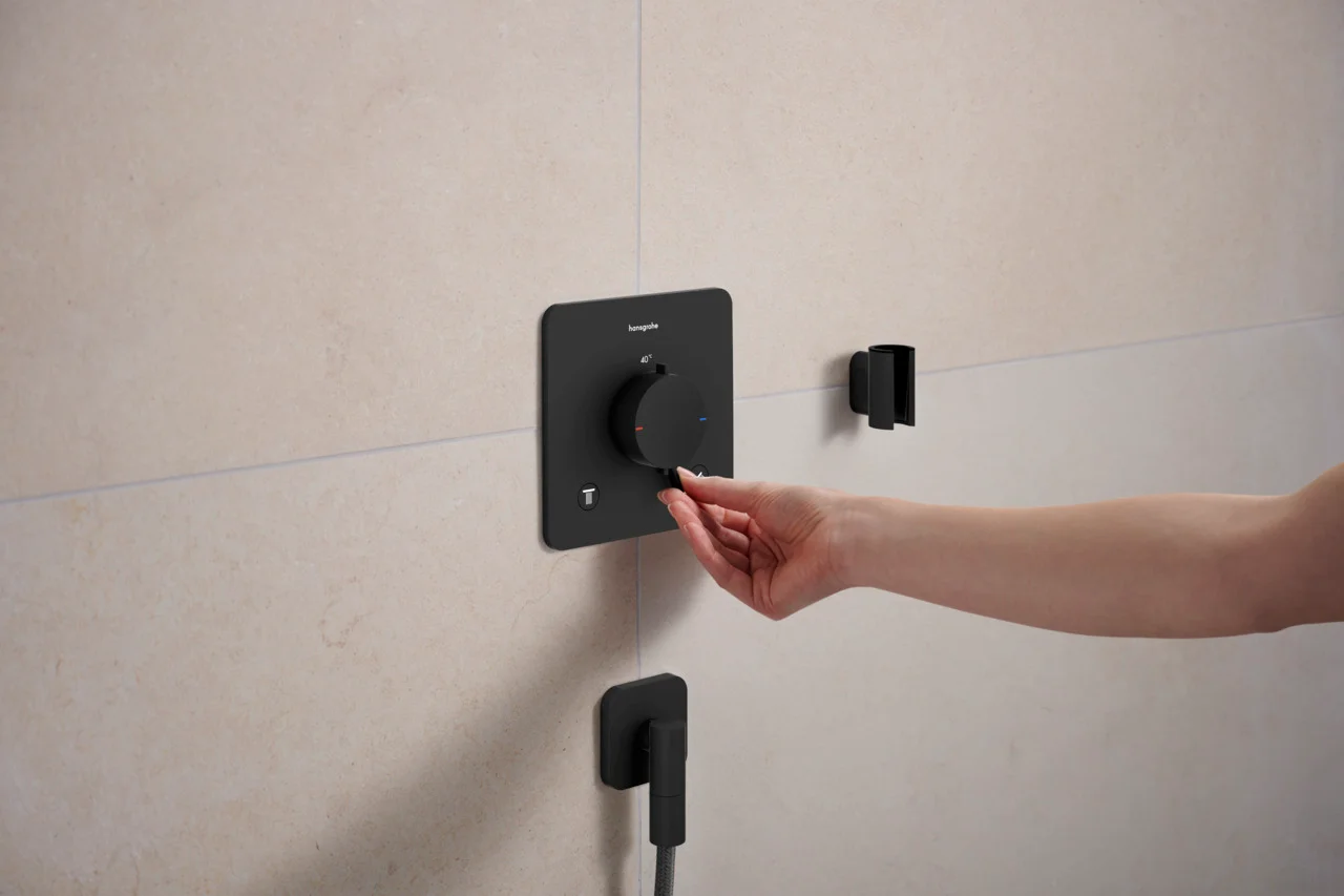 Hansgrohe Ecostat Comfort Q Thermostat Unterputz, 2 Verbraucher, Mattschwarz, iBox universal 2 Anschluss