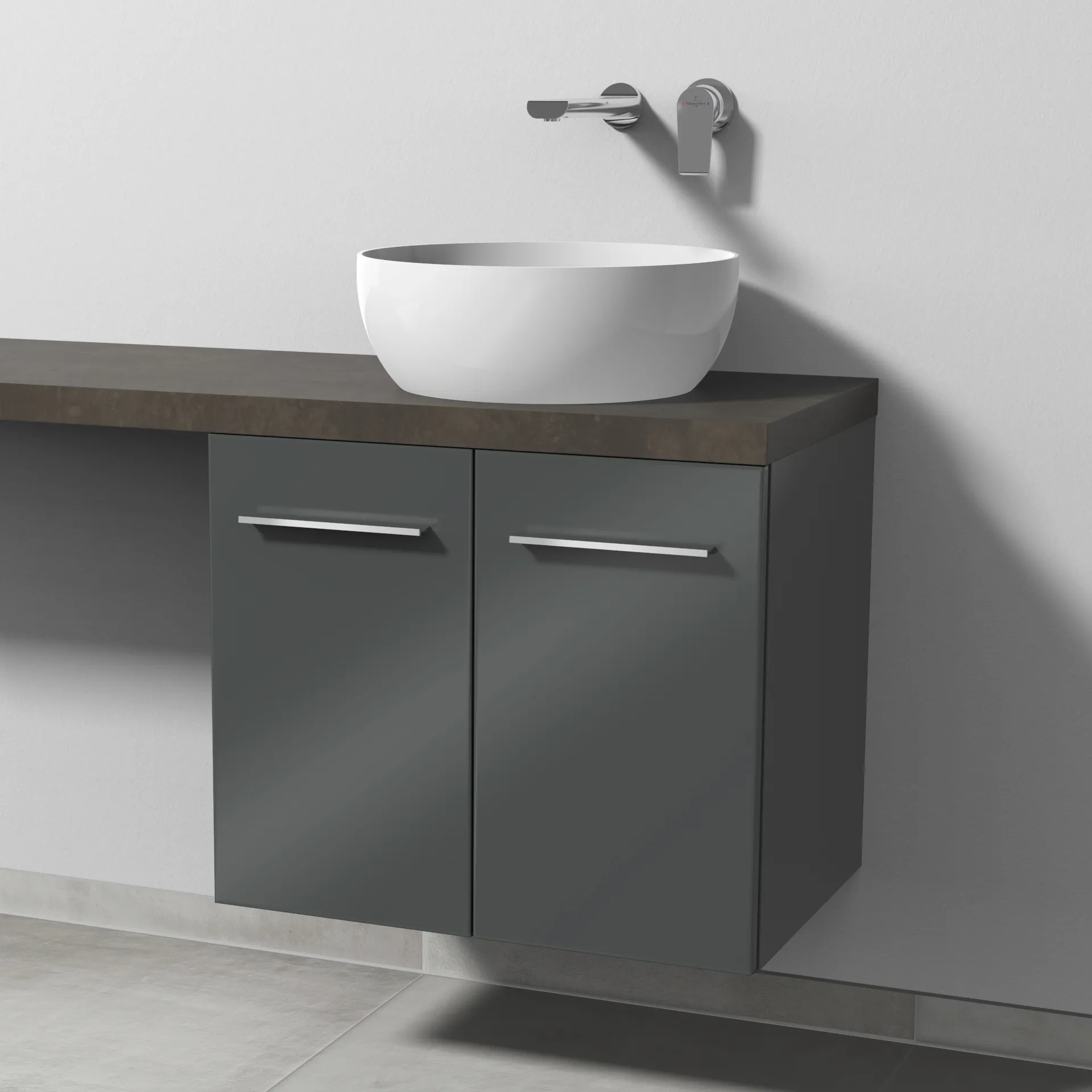 Sanipa Waschtischunterschrank „2morrow“ 600 × 510 × 420 mm in Anthrazit (glanz)