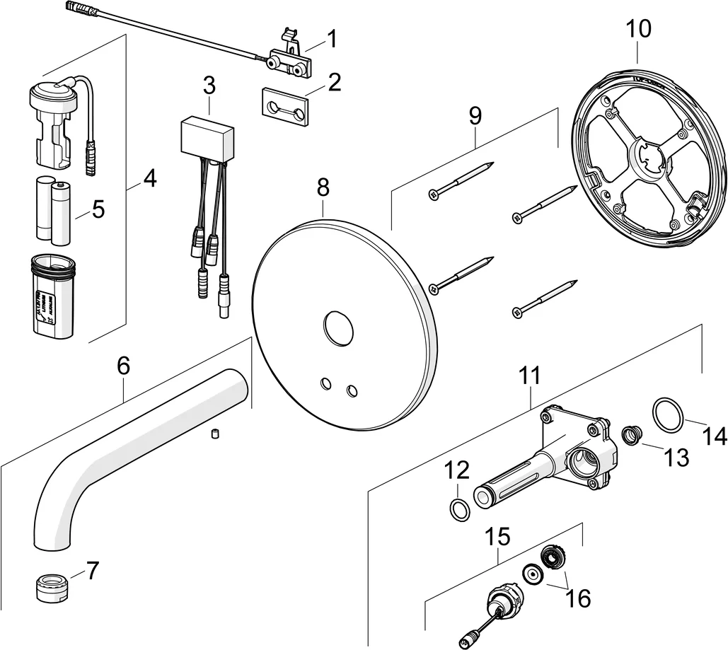 HansaELECTRA Waschtischarmatur Hansaelectra 8180 Rosette rund 3V, BT Ausl. 245mm Chrom