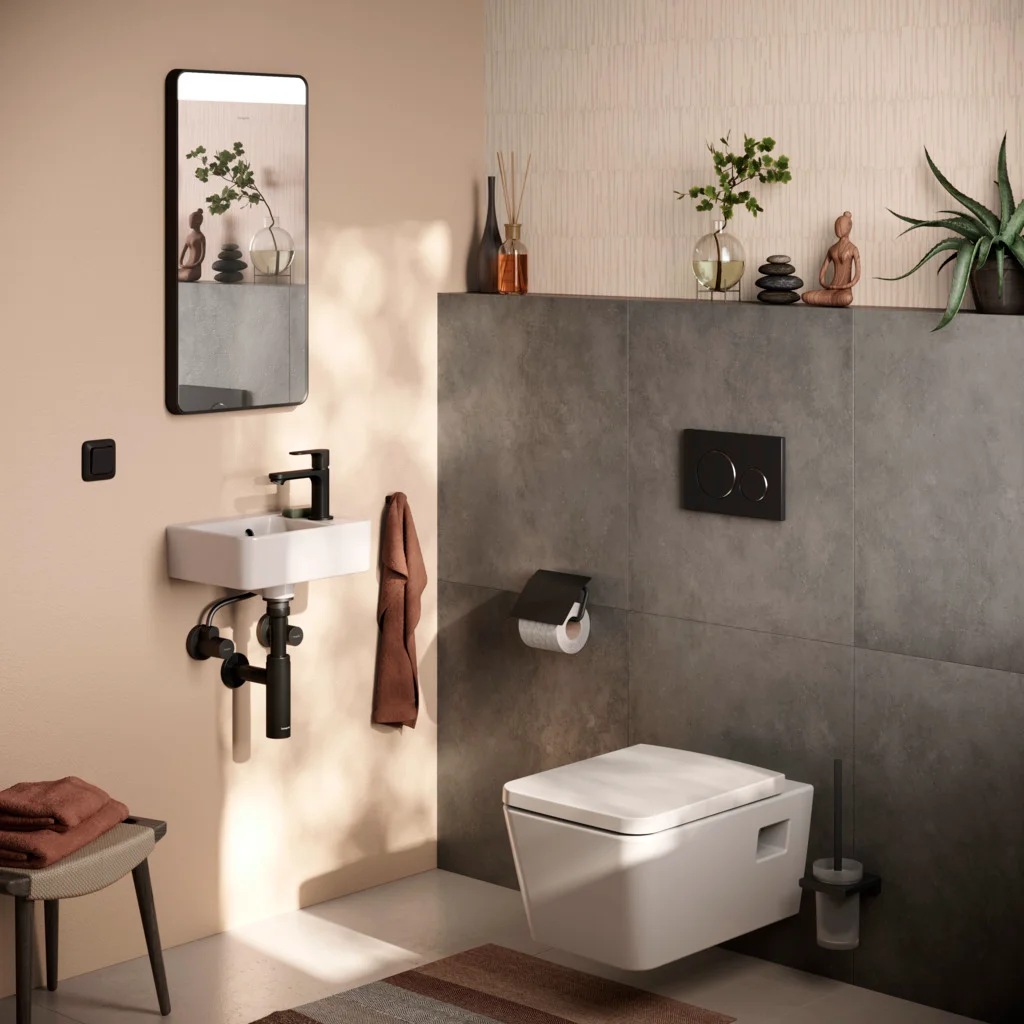 Hansgrohe Handwaschbecken Xanuia Q, weiß, 360x250 mm, wandhängend mit Hahnloch und Überlauf, SmartClean-Glasur, glänzend