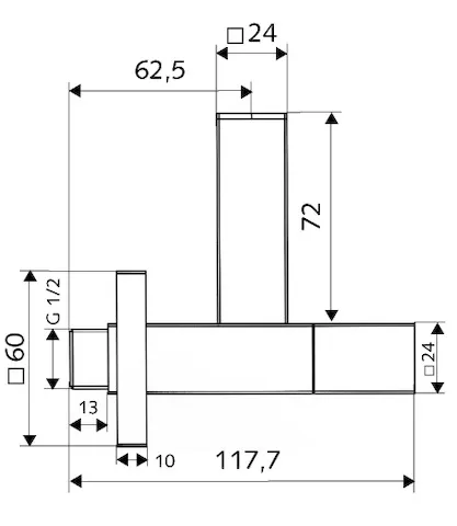 Design-Eckventil QUAD, Massiver Betätigungsgriff, Massive Metallrosette mit Gleitring, DN 15 G 1/2 AG, Ø 10 mm (DN 10 G 3/8 AG), chrom