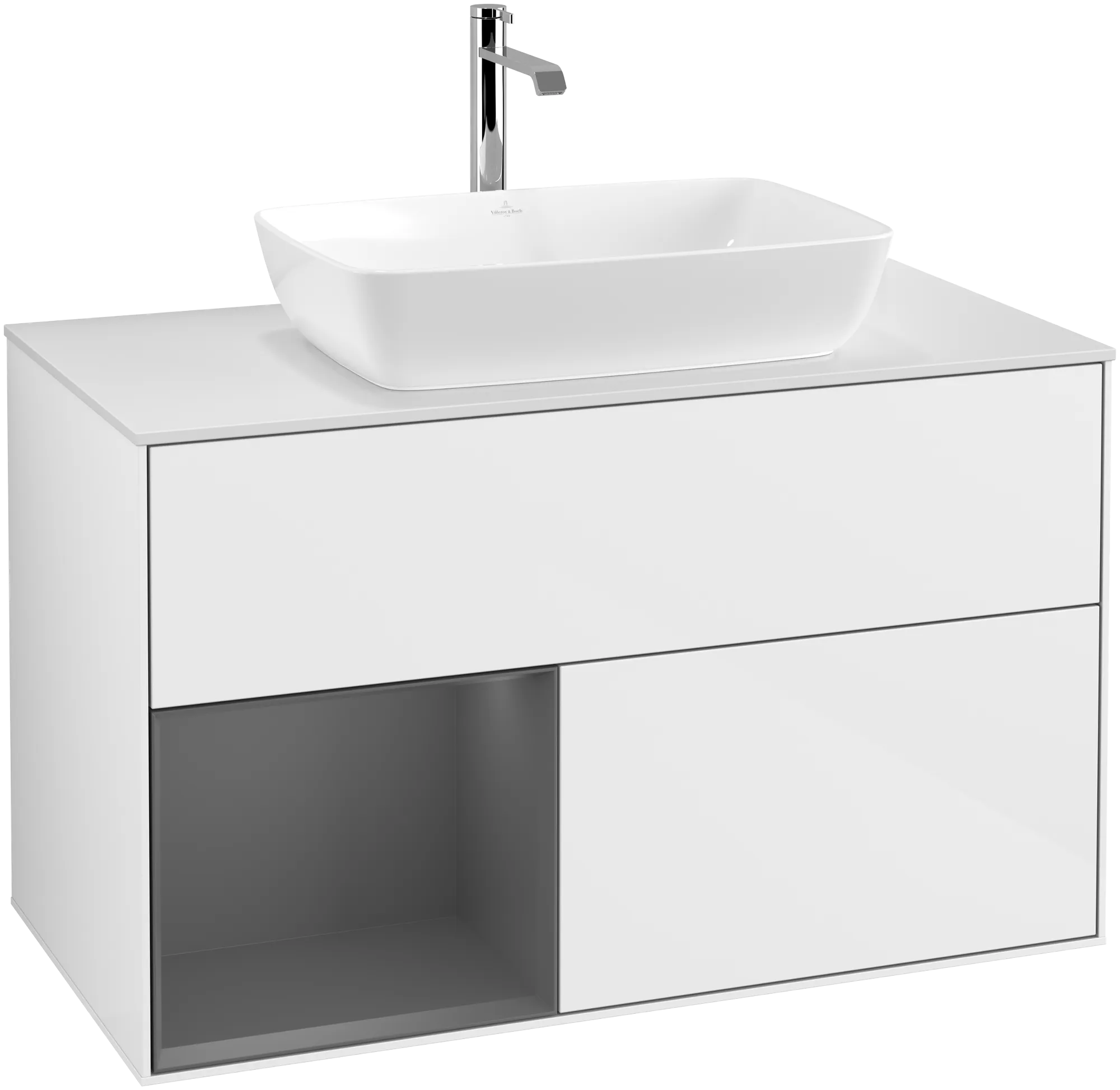 Villeroy & Boch Waschtischunterschrank „Finion“ für Schrankwaschtisch 1000 × 603 × 501 mm Glossy White Lacquer, für Becken mittig, mit Hahnlochbohrung