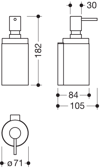 HEWI Seifenspender „System 162“ 10,5 × 18,2 × ⌀ 7,1 cm