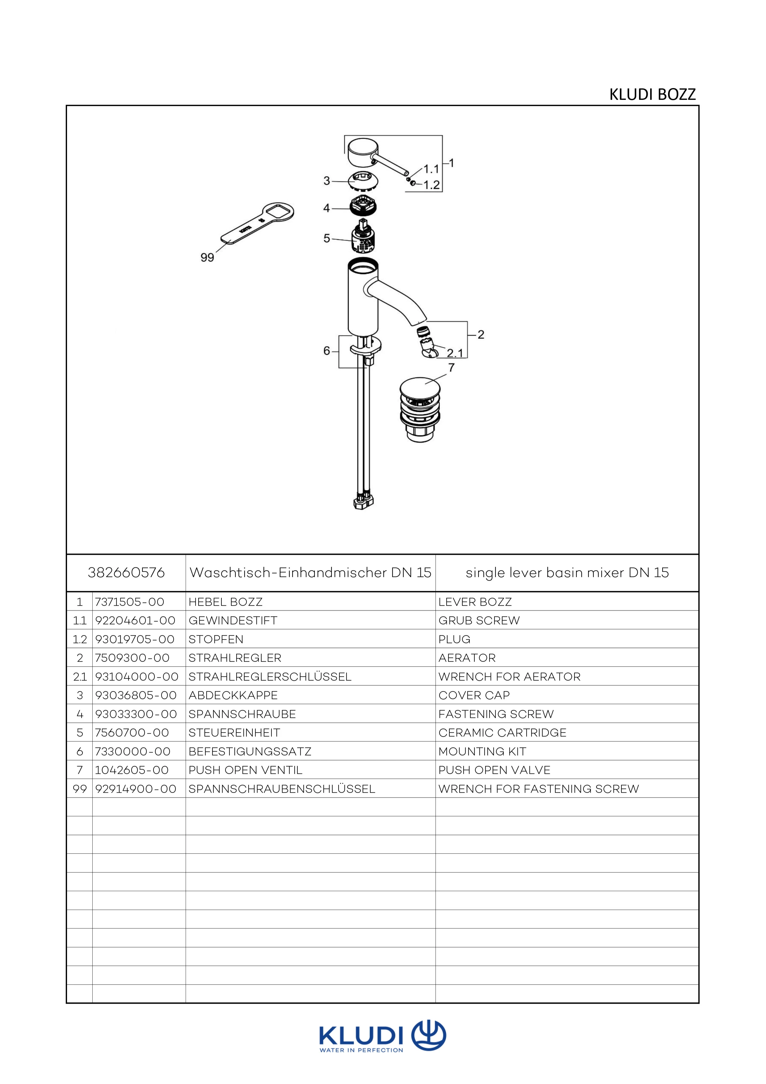 BOZZ WaschtischEHM 75mm mit Push Open Ablaufventil chrom BOZZ WaschtischEHM 75mm mit Push Open Ablaufventil chrom