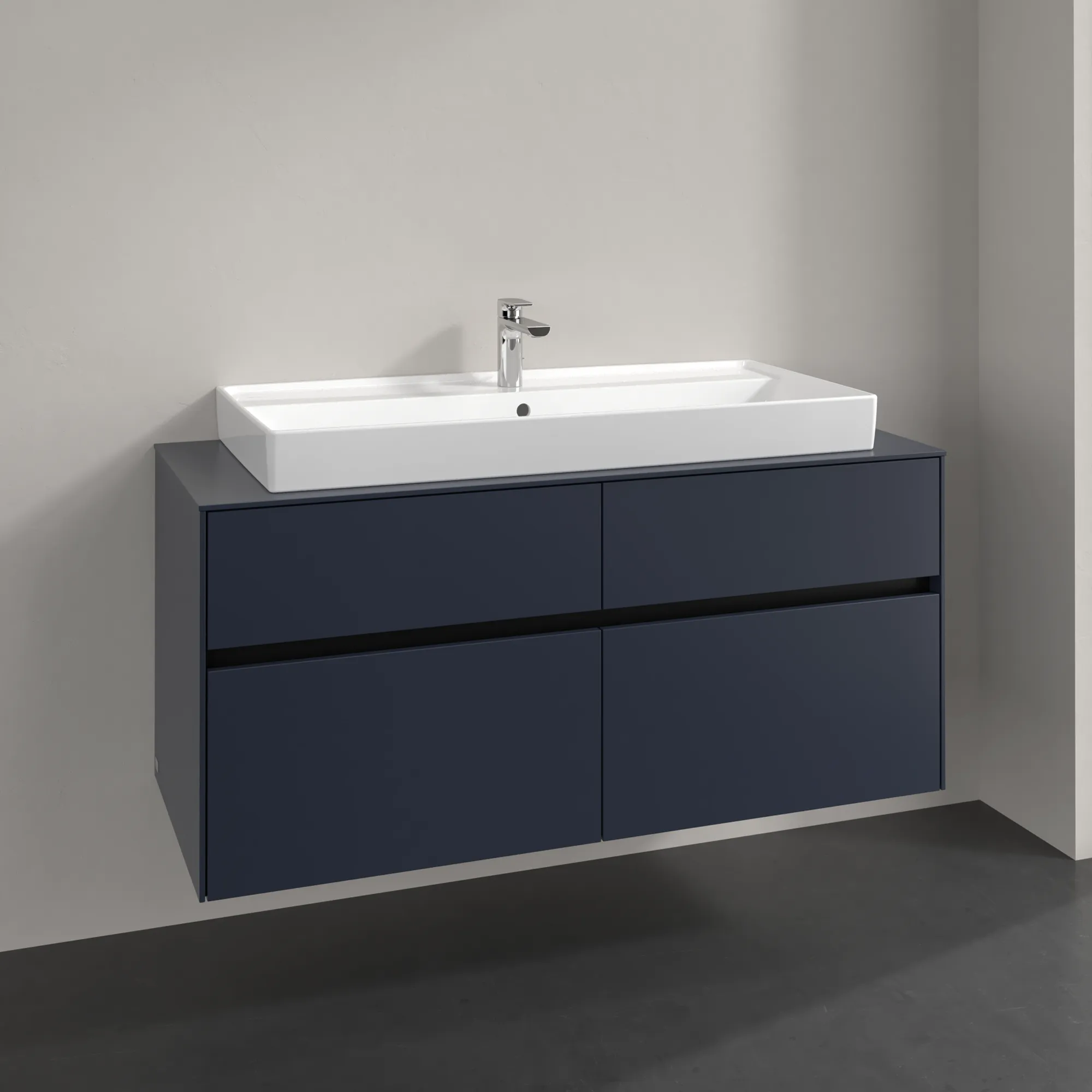 Villeroy & Boch Waschtischunterschrank „Collaro“ 1200 × 548 × 500 mm Marine Blue, ohne Beleuchtung, für Becken mittig