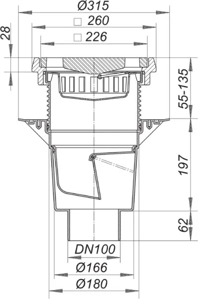 Hof- und Parkdeckablauf 616.1, DN 100
