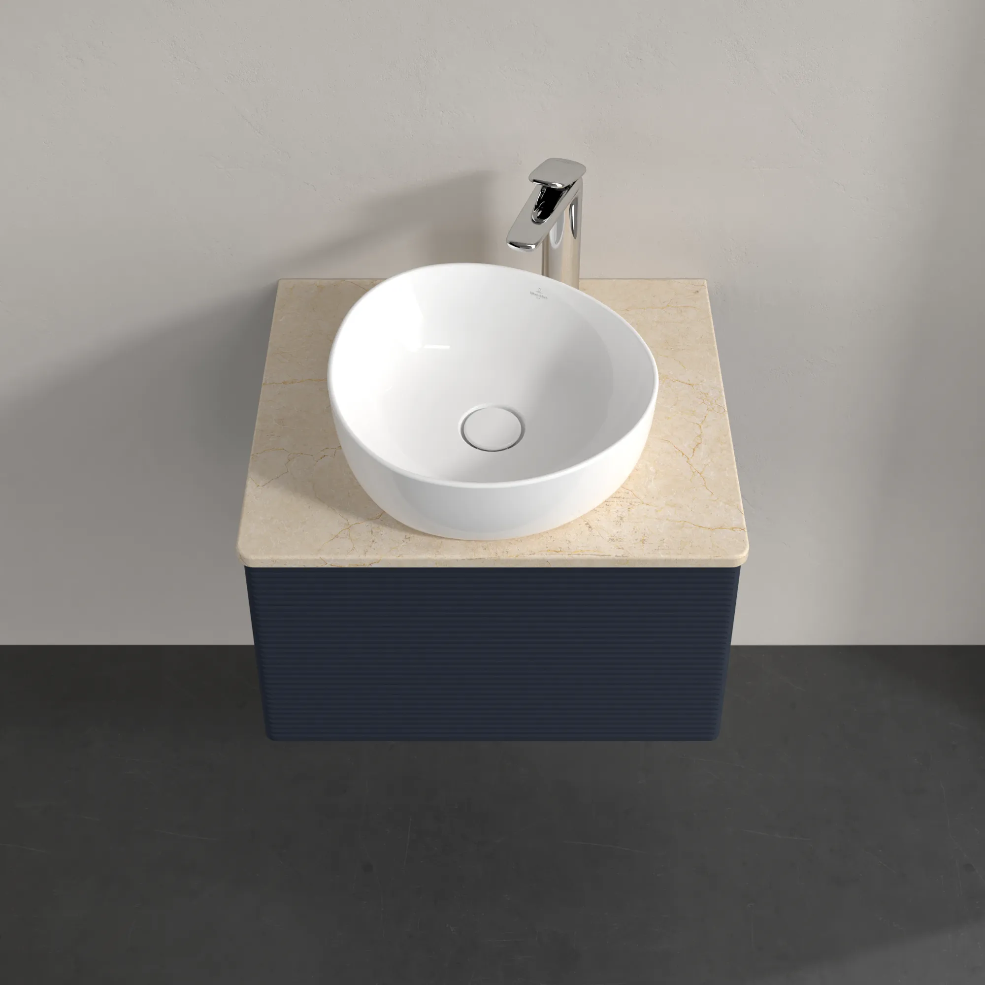 Villeroy & Boch Waschtischunterschrank „Antao“ 600 × 360 × 500 mm Midnight Blue Matt Lacquer, für Becken mittig, mit Beleuchtung Villeroy & Boch Waschtischunterschrank „Antao“ 600 × 360 × 500 mm Midnight Blue Matt Lacquer, für Becken mittig, mit Beleuchtung