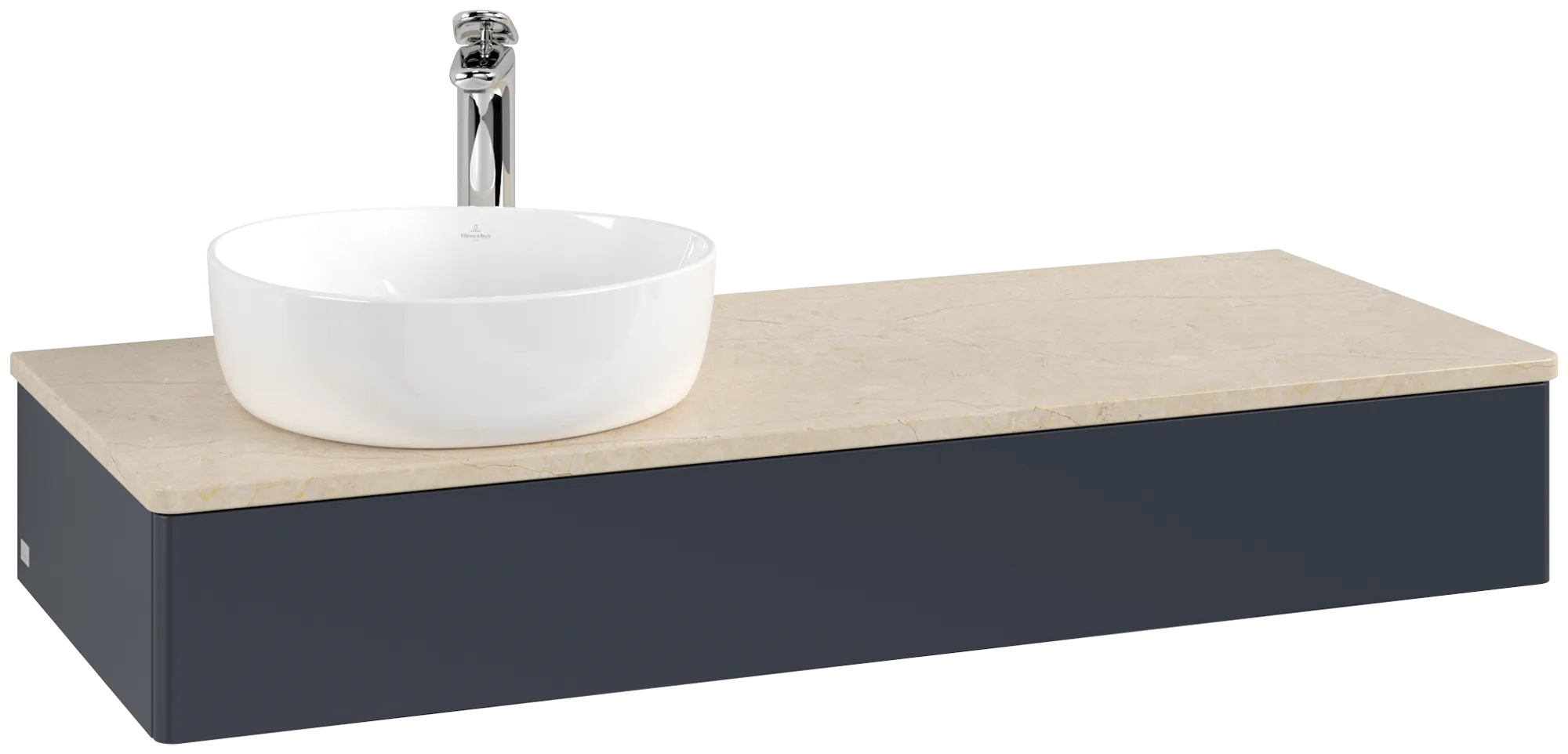 Villeroy & Boch Antao Waschbeckenunterschrank L11_5, 1200x190x500mm, Midnight Blue Matt Lacquer / Botticino