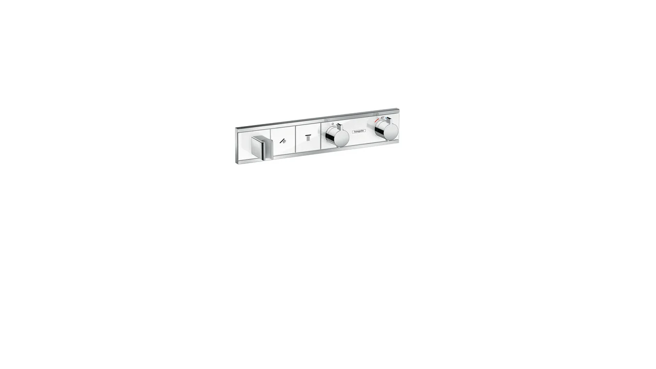 Hansgrohe RainSelect Thermostat Unterputz, 2 Verbraucher, weiß/chrom, mit Brausehalter und Handbrause Hansgrohe RainSelect Thermostat Unterputz, 2 Verbraucher, weiß/chrom, mit Brausehalter und Handbrause