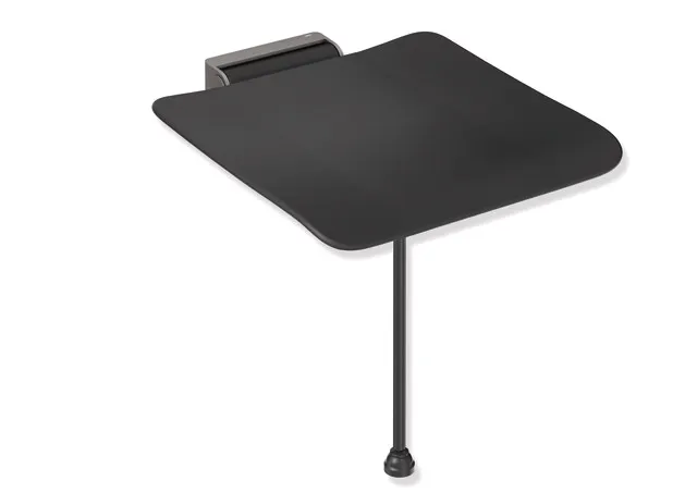 HEWI Klappsitz des Systems 900, Wandkonsole aus Edelstahl, Sitzfläche aus strukturiertem Kunststoff, 450x450 mm, HEWI Farbe ER