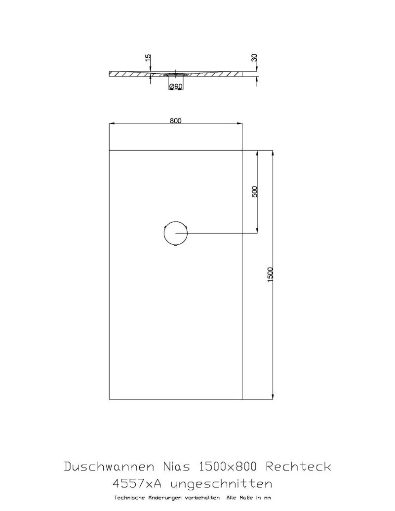 Hoesch rechteck Duschwanne „Nias“ mit strukturierter Oberfläche 150 × 80 cm in Steingrau