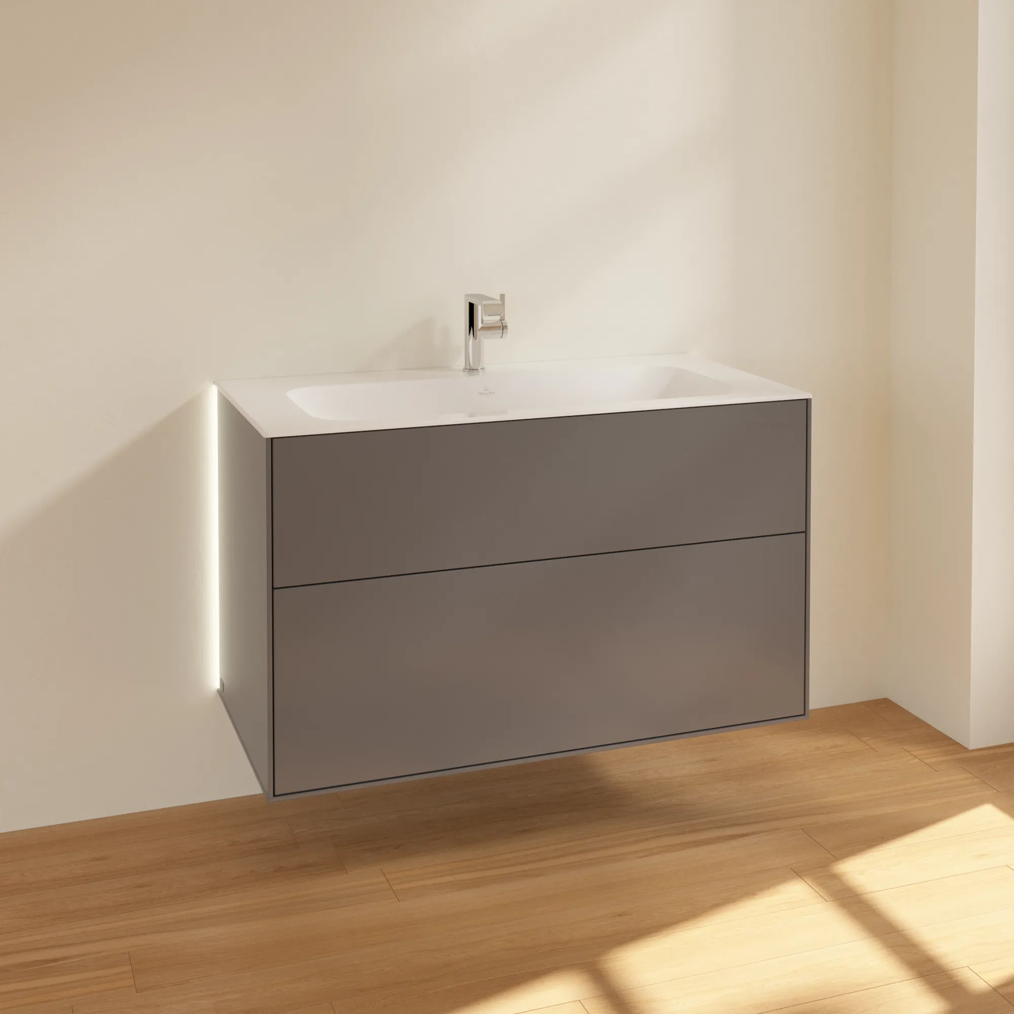 Villeroy & Boch Waschtischunterschrank „Finion“ für Schrankwaschtisch 996 × 591 × 498 mm Anthracite Matt Lacquer, für Becken mittig
