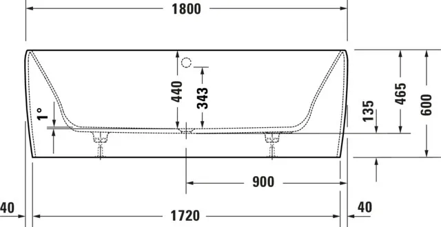 Duravit Badewanne „Qatego“ rechteck 180 × 80 cm, Mittelablauf