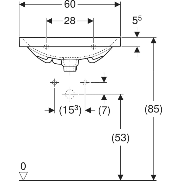 Wandwaschtisch „Acanto“, rechteckig 60 × 42,2 cm in weiß alpin Wandwaschtisch „Acanto“, rechteckig 60 × 42,2 cm in weiß alpin