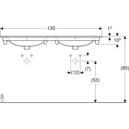 Geberit „Renova Plan“, mit Überlauf, Hahnlochposition mittig in weiß alpin Geberit „Renova Plan“, mit Überlauf, Hahnlochposition mittig in weiß alpin