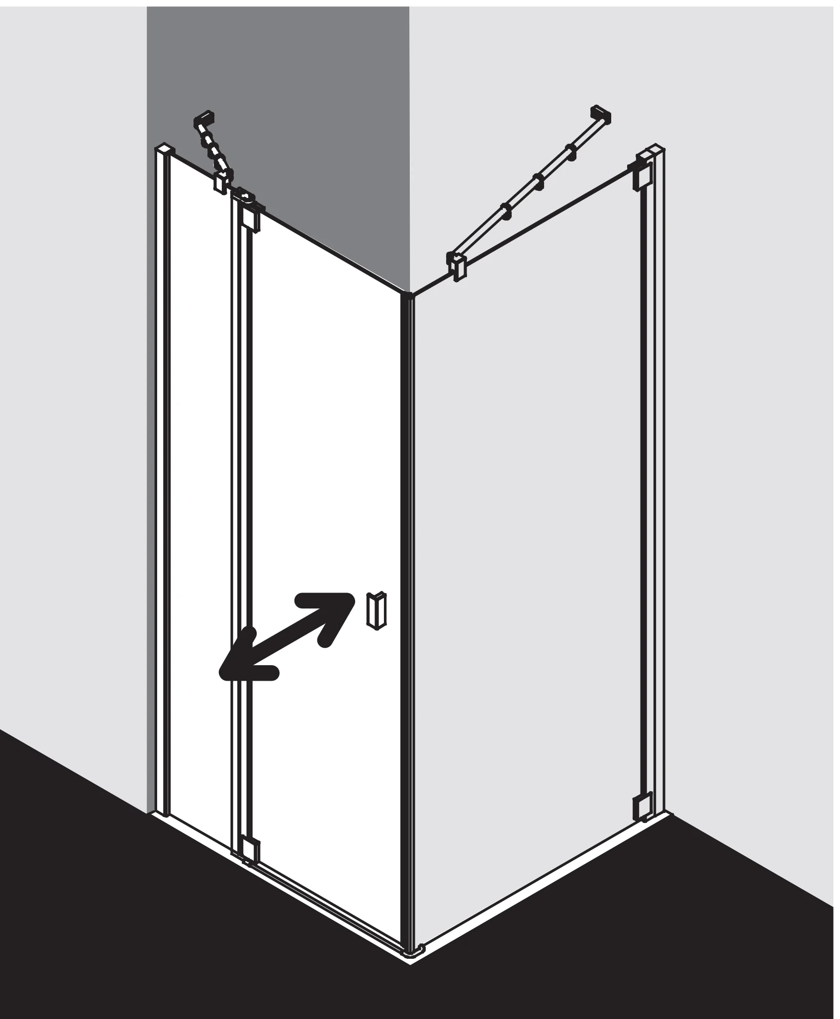 Kermi Duschtür 1-flügelig mit Festfeld links für Ecke „RAYA“ Glas Klar Dekor Stripe 3, Profile Silber Hochglanz, BV: 720 - 750 mm GAK: 705 - 735 mm WE: 730 - 760 mm H: 2000 mm Kermi Duschtür 1-flügelig mit Festfeld links für Ecke „RAYA“ Glas Klar Dekor Stripe 3, Profile Silber Hochglanz, BV: 720 - 750 mm GAK: 705 - 735 mm WE: 730 - 760 mm H: 2000 mm