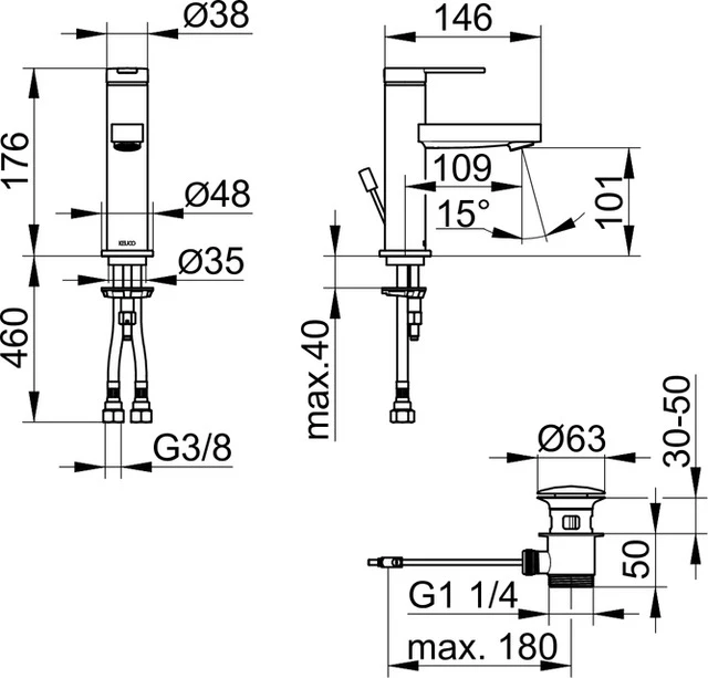 IXMO 59502373000 Einhebel-Waschtischmischer 100 mit Zugstangen-Ablaufgarnitur IXMO Flat, Rosette rund/eckig schwarz IXMO 59502373000 Einhebel-Waschtischmischer 100 mit Zugstangen-Ablaufgarnitur IXMO Flat, Rosette rund/eckig schwarz