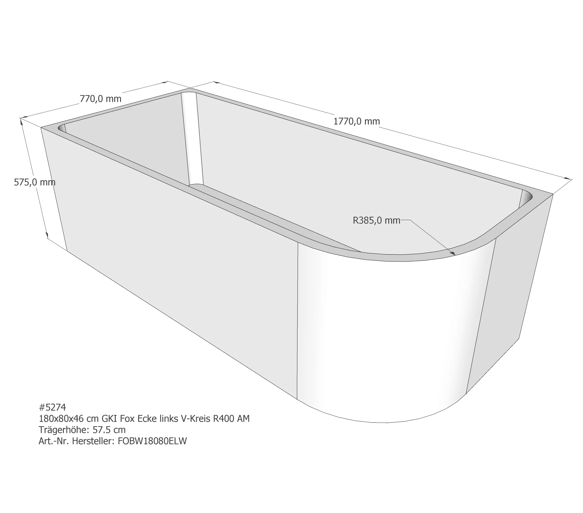 Duschwannenträger für GKI Fox Ecke links links 180 × 80 × 46 cm Duschwannenträger für GKI Fox Ecke links links 180 × 80 × 46 cm