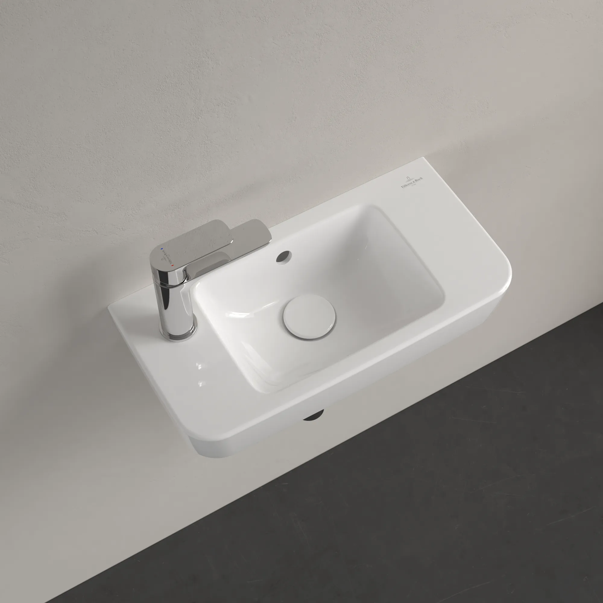 Villeroy & Boch Handwaschbecken „O.novo“ Compact 500 × 250 × 145 mm, für Becken mittig, mit Hahnlochbohrung, Hahnlochposition links in Weiß Alpin Villeroy & Boch Handwaschbecken „O.novo“ Compact 500 × 250 × 145 mm, für Becken mittig, mit Hahnlochbohrung, Hahnlochposition links in Weiß Alpin