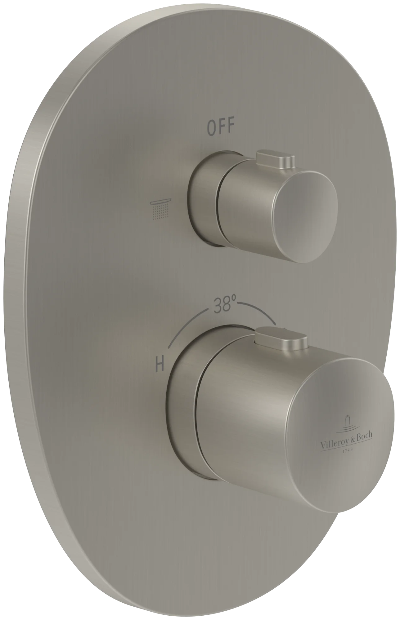 Villeroy & Boch Unterputz-Thermostat Antao, Brushed Nickel Matt, Höhe 235 mm, Breite 190 mm, Länge 205 mm