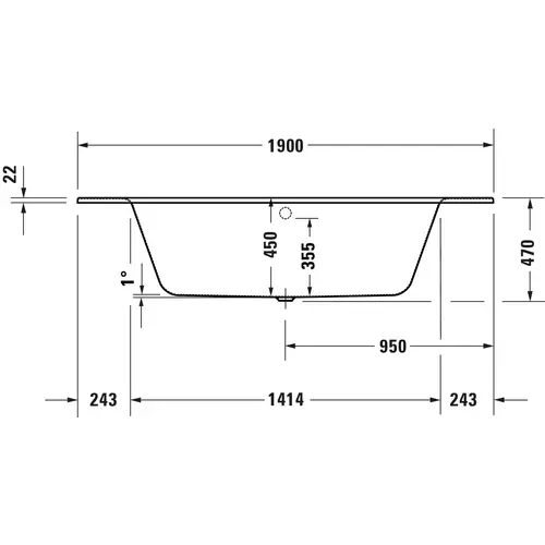 Badundu Badewanne sechseck 1900 × 900 mm, Mittelablauf Badundu Badewanne sechseck 1900 × 900 mm, Mittelablauf