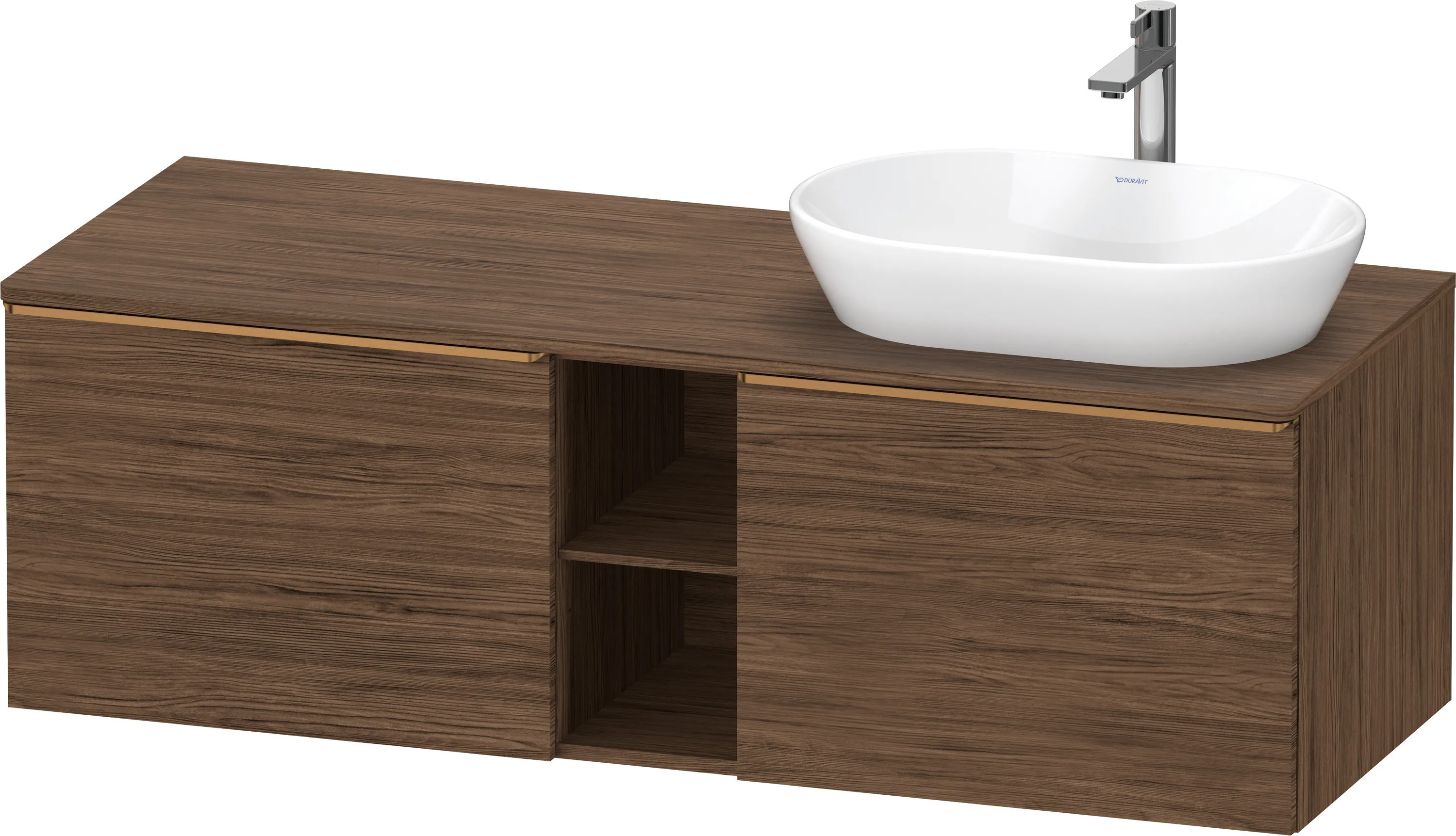 Duravit Waschtischunterschrank wandhängend „D-Neo“ 140 × 45,9 × 55 cm Nussbaum Dunkel