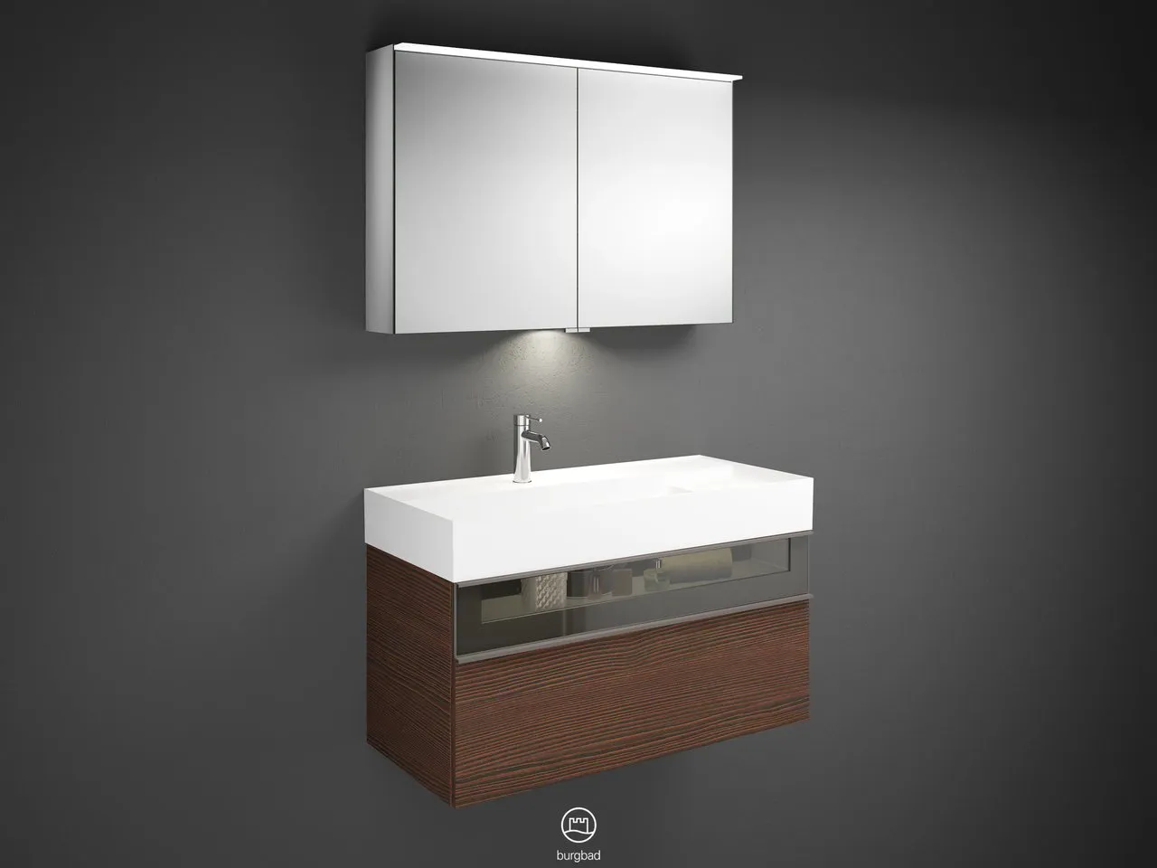 burgbad Yumo SFLA102 Badmöbelset Spiegelschrank mit Mineralguss-Waschtisch burgbad Yumo SFLA102 Badmöbelset Spiegelschrank mit Mineralguss-Waschtisch