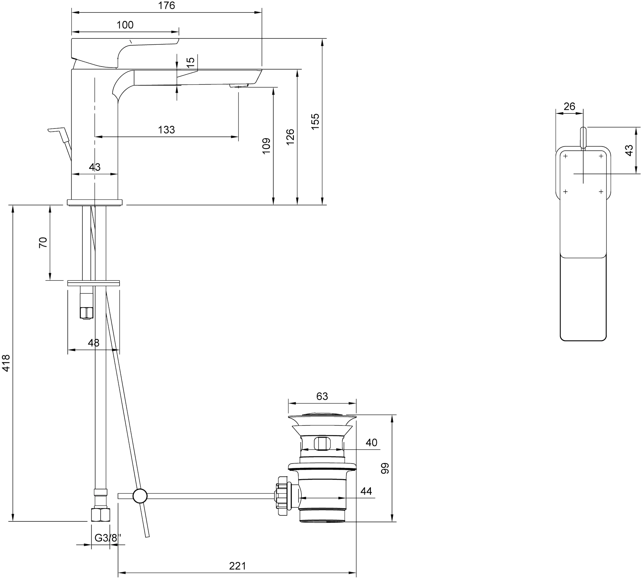 Villeroy & Boch Subway 3.0 Einhebel-Waschtischarmatur, 51x155x176mm, Chrom Villeroy & Boch Subway 3.0 Einhebel-Waschtischarmatur, 51x155x176mm, Chrom