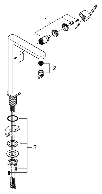 Einhand-Waschtischbatterie Plus 32618_3, XL-Size, Einlochmontage, für freistehende Waschschüsseln, glatter Körper, chrom