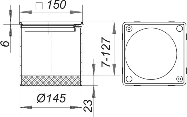 Aufsatzrahmen VS 15, 150 x 150 mm