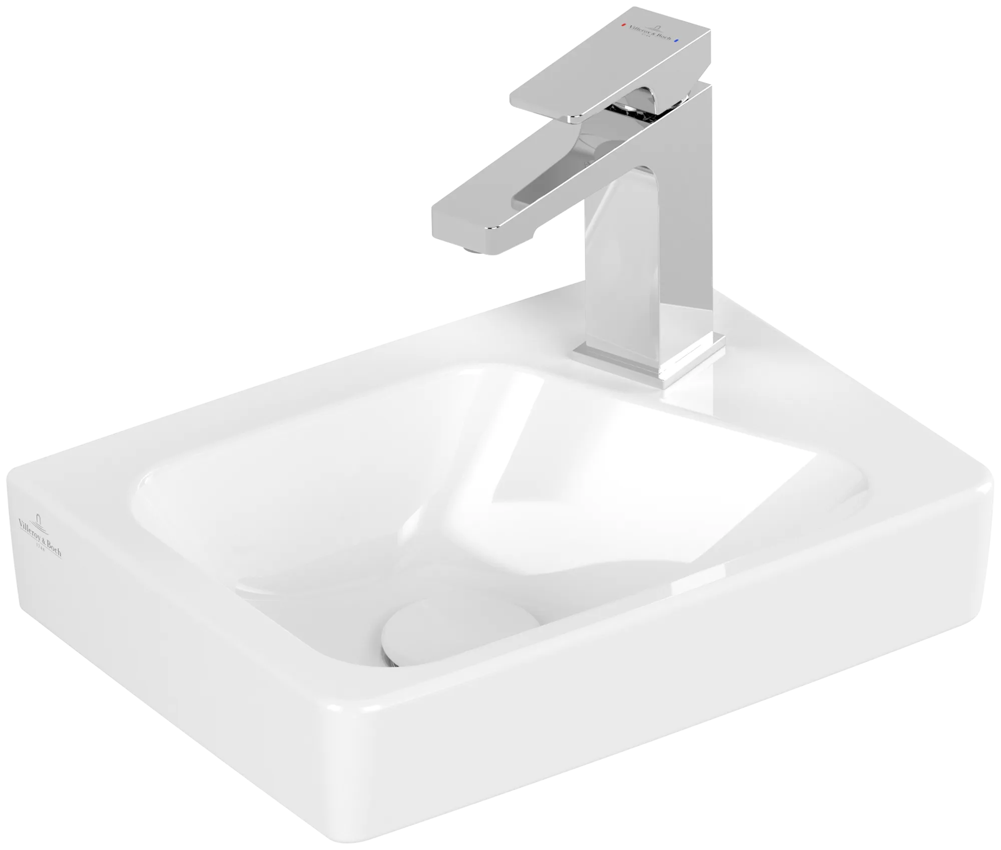 Villeroy & Boch Waschbecken „Architectura“ 360 × 265 × 135 mm, ohne Hahnlochbohrung, für Becken links in Weiß Alpin Villeroy & Boch Waschbecken „Architectura“ 360 × 265 × 135 mm, ohne Hahnlochbohrung, für Becken links in Weiß Alpin