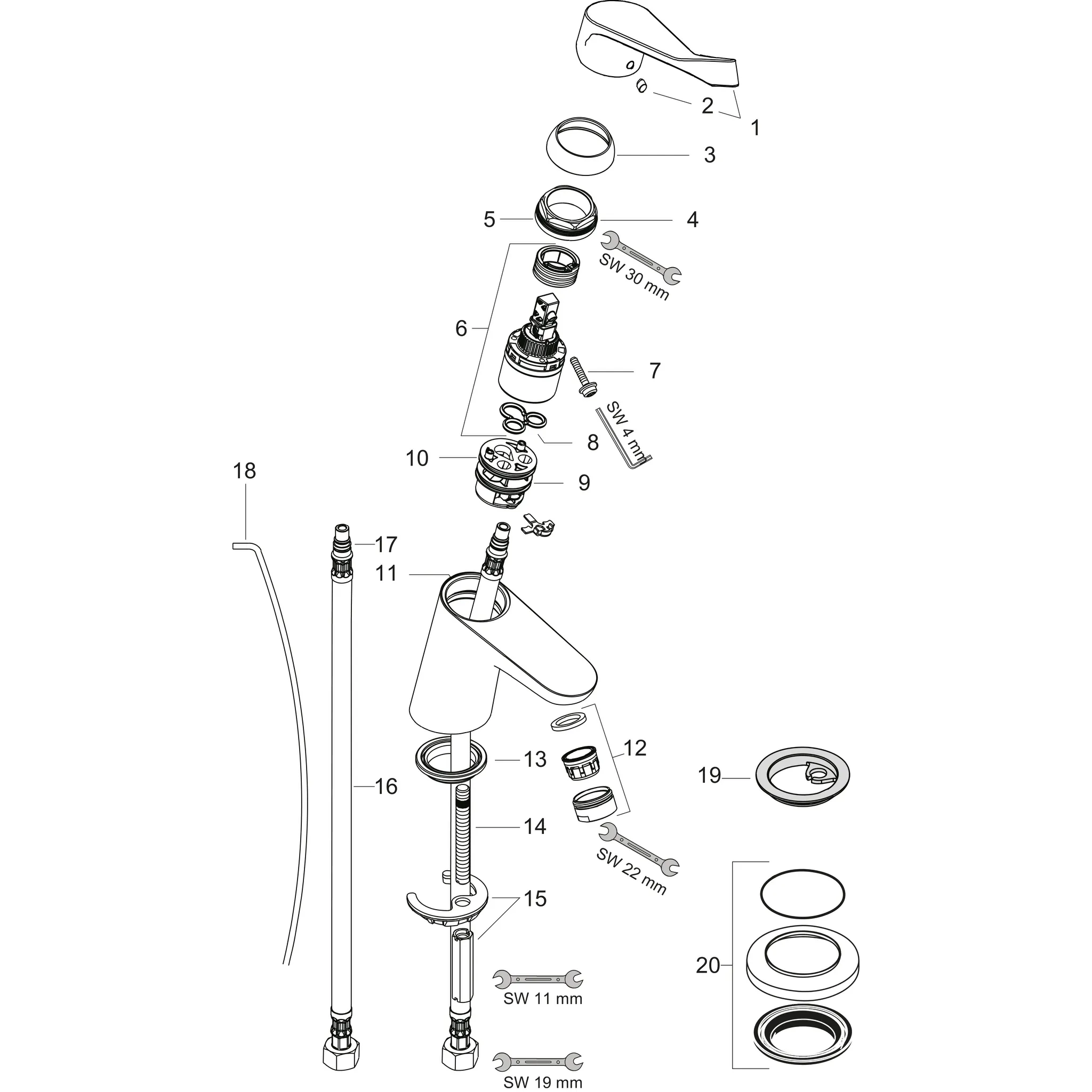 Waschtischmischer Focus Care 70 chrom Waschtischmischer Focus Care 70 chrom