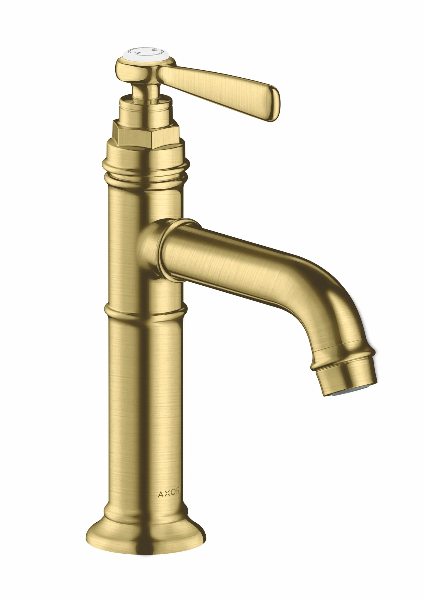 Hansgrohe AXOR Montreux Einhebel-Waschtischmischer 100 mit Hebelgriff und Ablaufgarnitur, Brushed Brass