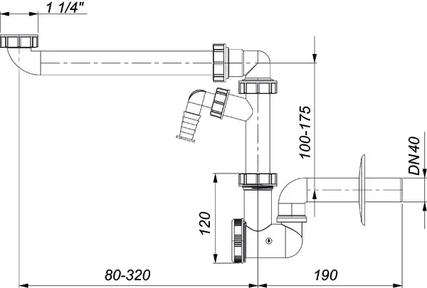 .Waschtisch-Möbel-Siphon 137/1,1 1/4″ x DN 40