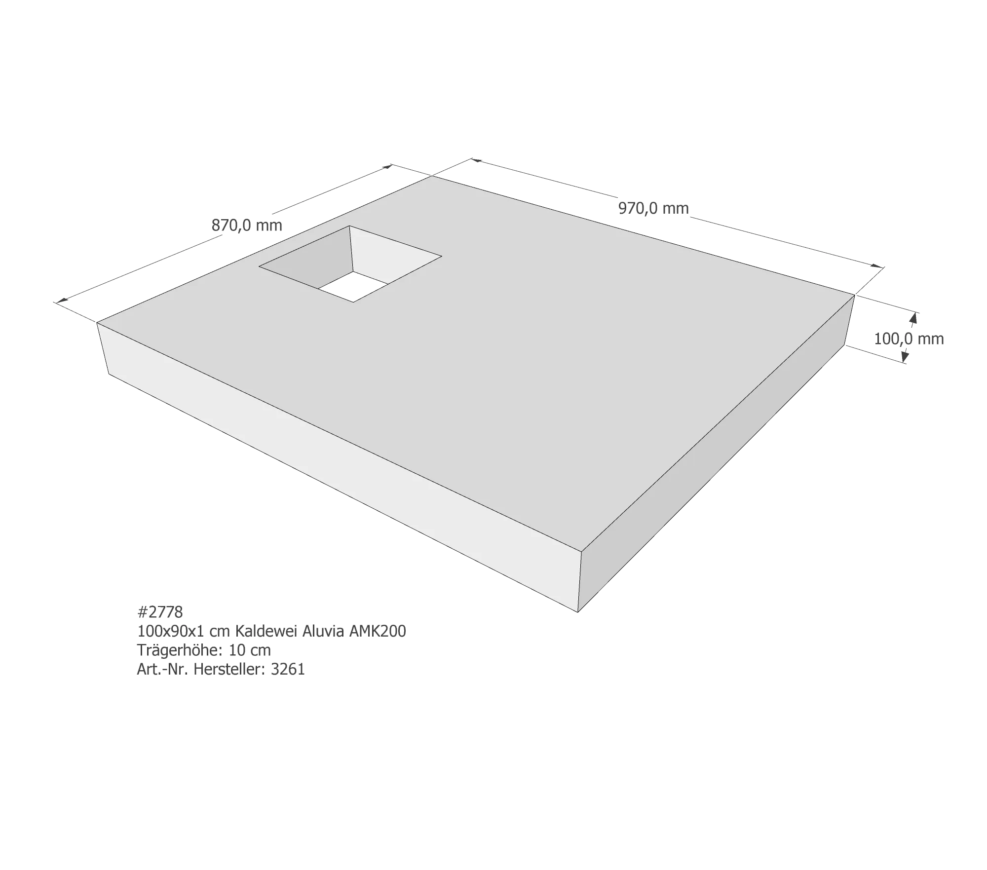 Duschwannenträger passend für Kaldewei 100 × 90 cm