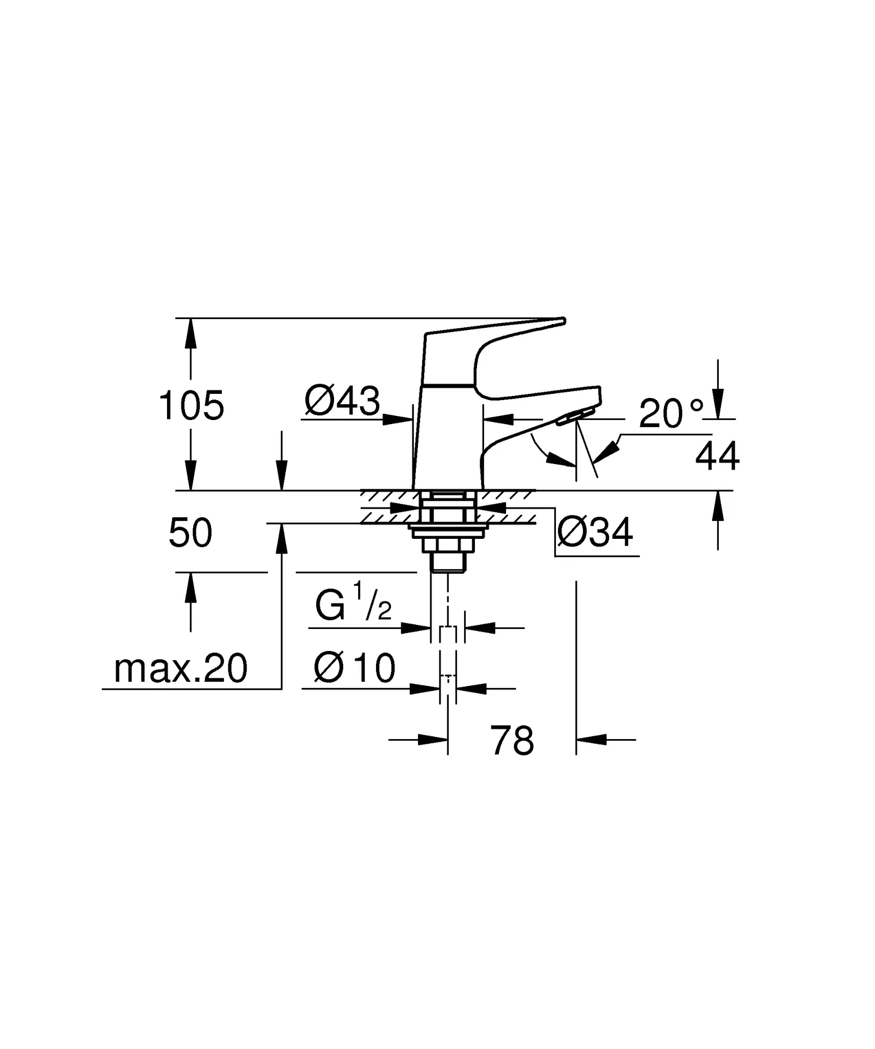 Standventil BauFlow 20575, XS-Size, Einlochmontage, chrom Standventil BauFlow 20575, XS-Size, Einlochmontage, chrom