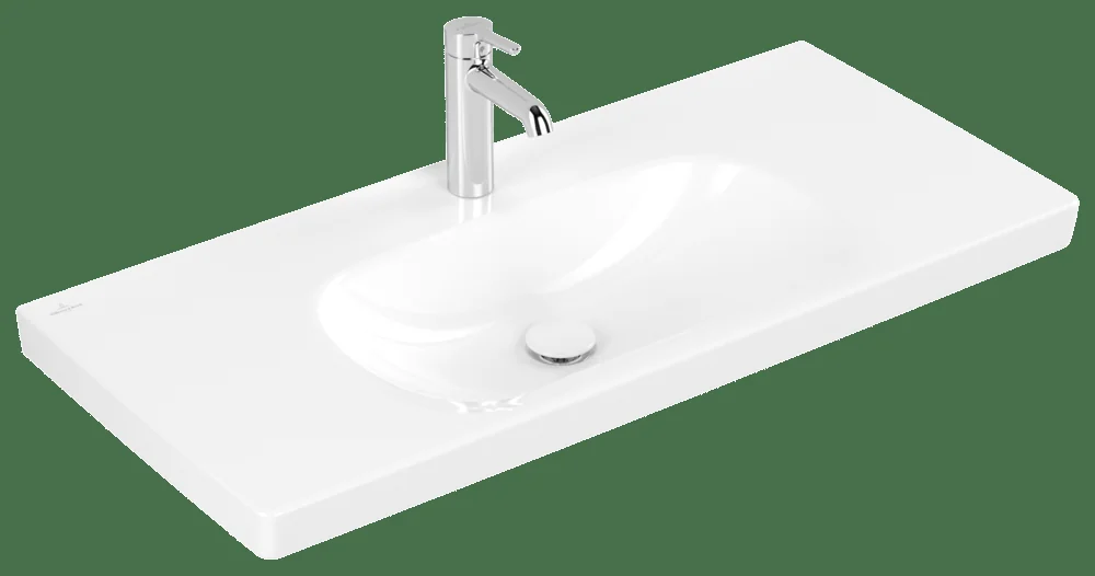 Villeroy & Boch Schrankwaschtisch Skyla 5A51A2, 1000x460mm, Rechteck, 1HL. o. ÜL., Weiß Alpin Becken: mittig / Farbe: Weiß Alpin / Größe: 100 × 46 cm / Hahnlochbohrung: mit 1×1 Hahnlochbohrung / Hahnlochposition: mittig / Oberflächenveredelung: ohne Oberflächenveredelung / Überlauf: ohne Überlauf