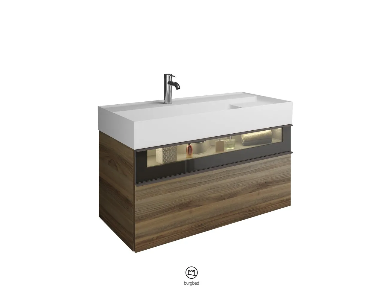 burgbad Yumo Mi-Waschtisch inkl. WTU SFMX102, Mineralguss, 470x1015x610mm, PG1 burgbad Yumo Mi-Waschtisch inkl. WTU SFMX102, Mineralguss, 470x1015x610mm, PG1