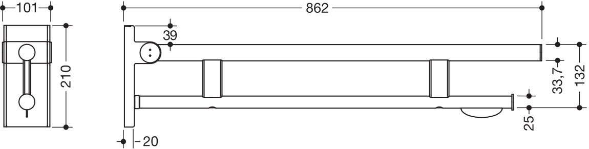 HEWI Stützklappgriff pulverbeschichtet „System 900“