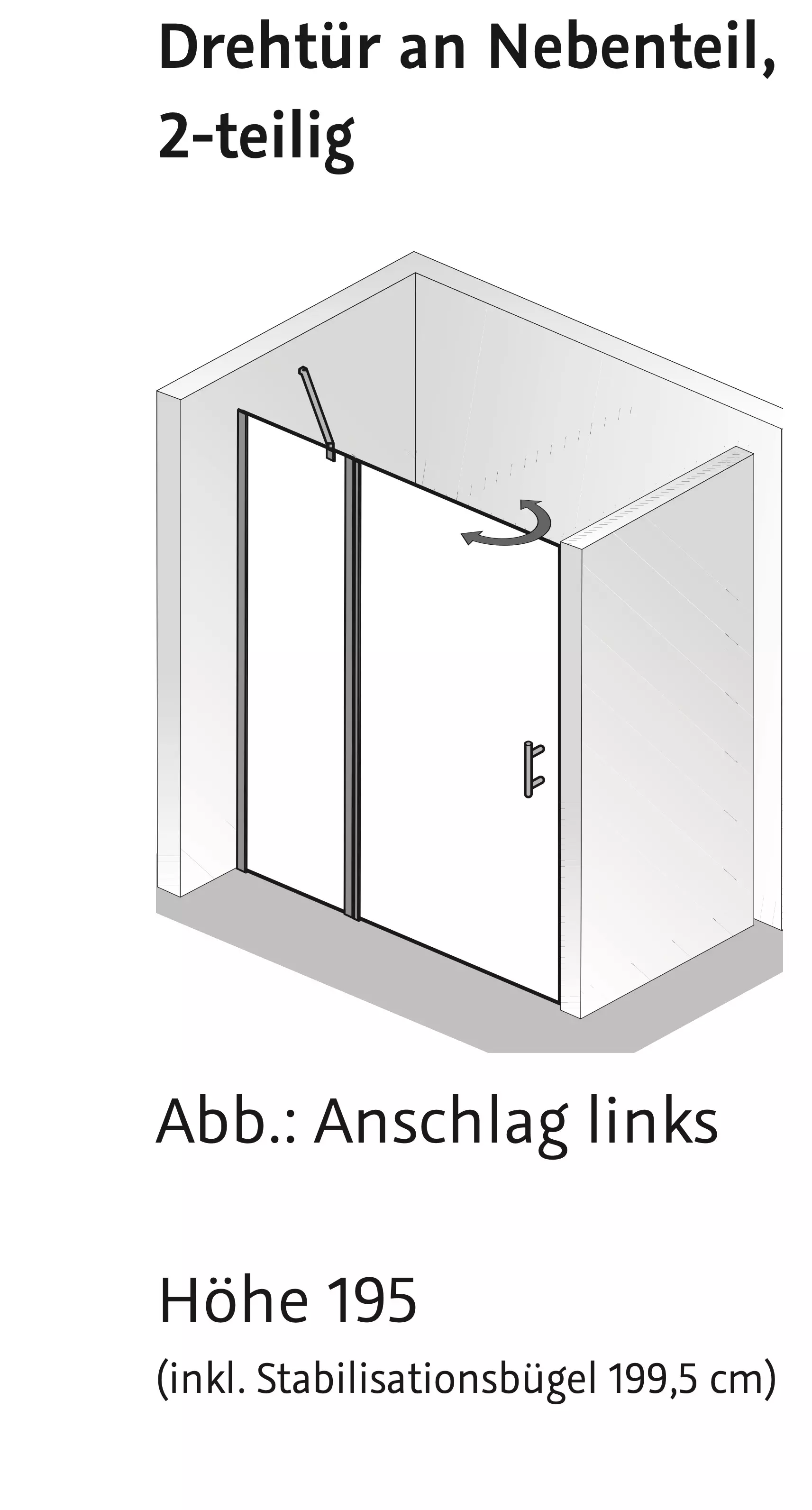 HSK gerahmte Drehtür an Nebenteil 2-teilig „Favorit Nova“ Sondermaß Glas Klar hell, Profile Alu Silber-matt HSK gerahmte Drehtür an Nebenteil 2-teilig „Favorit Nova“ Sondermaß Glas Klar hell, Profile Alu Silber-matt