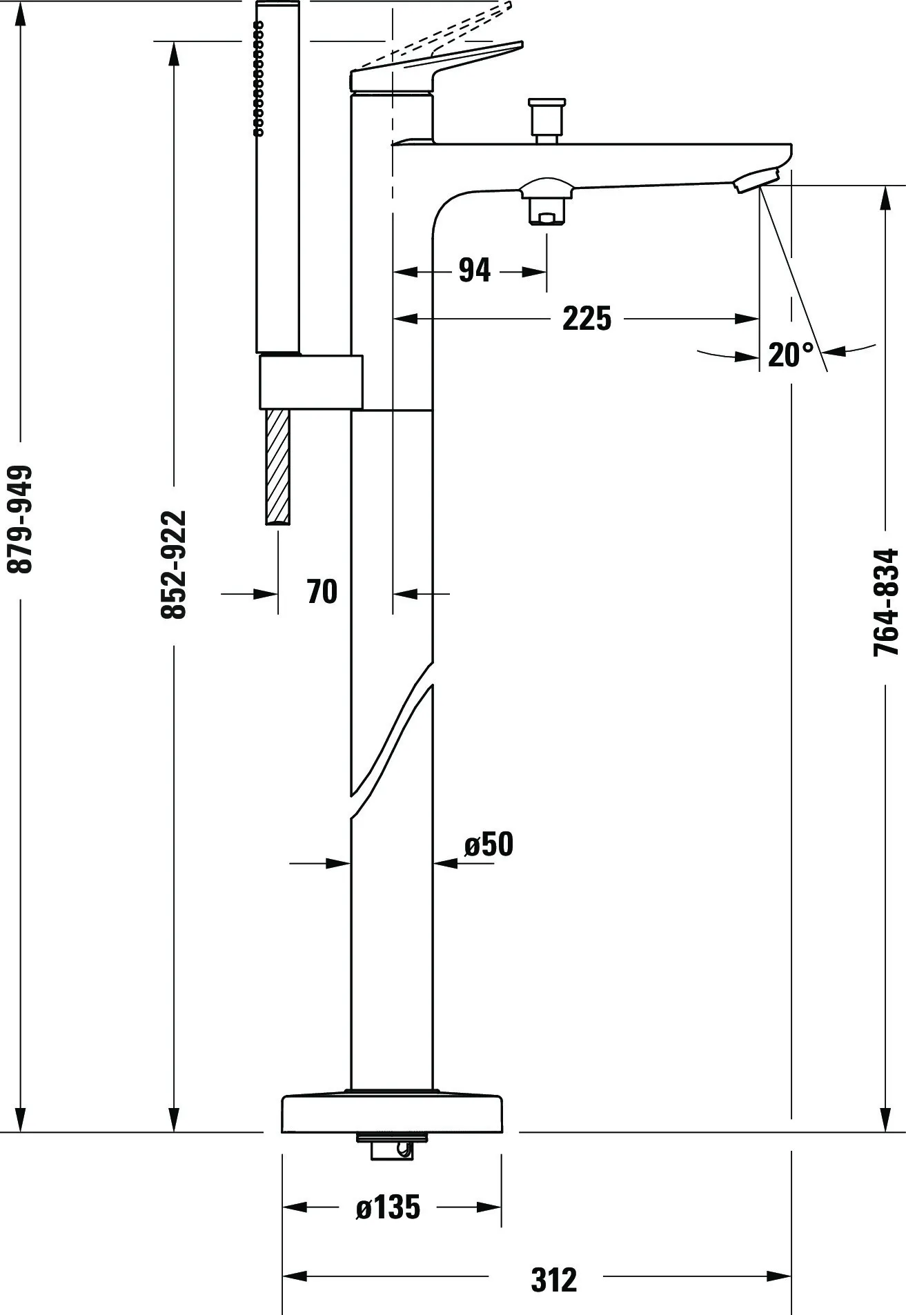 Wave 1Heb.-Wa.Mi. BS Brz Gebürstet 50x947x312 Wa.ans.: Grk.