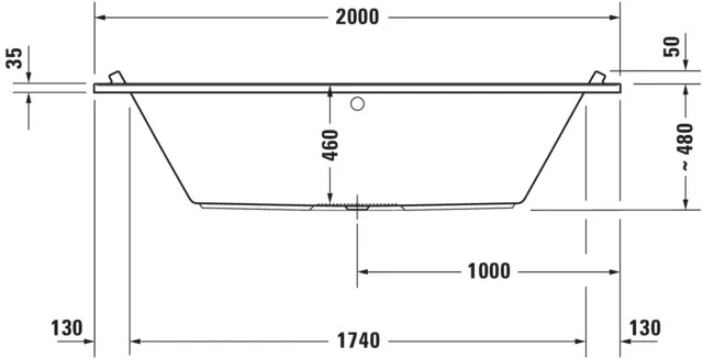 Duravit Badewanne „Starck“ rechteck 200 × 100 cm, Mittelablauf