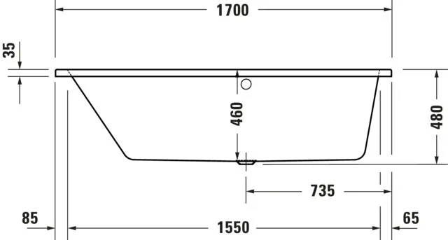 Duravit Whirlwanne „No.1“ trapez 170 × 100 cm, links