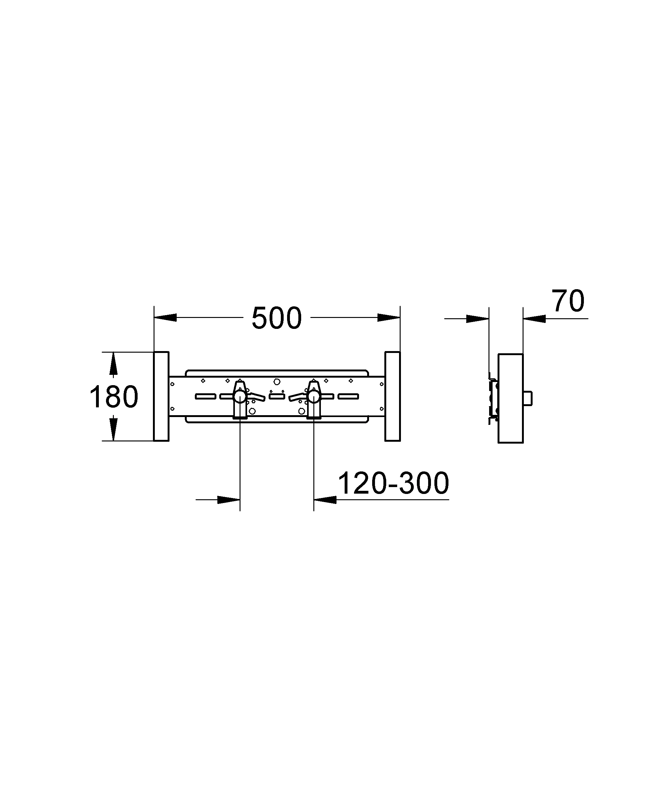 Armaturenhalterung Rapid SL 37998, für Aufputz-Armaturen, 2 schallgedämmte Armaturenanschlüsse DN 15