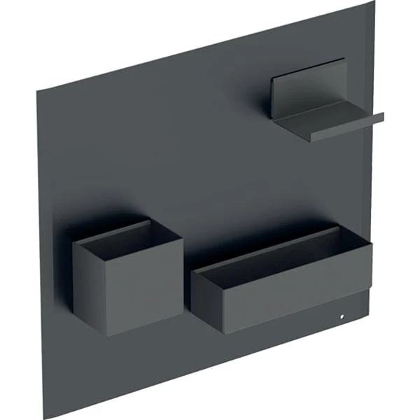 Magnettafel mit Stauboxen: schwarz / pulverbeschichtet matt, lava / pulverbeschichtet matt