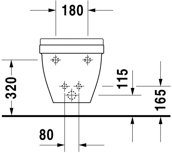 Wand-Bidet Starck 3 540 mm mit ÜL, mit HLB, 1 HL, Durafix, weiß