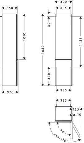 Hansgrohe Xelu Q Hochschrank Eiche Natur 400⁄350, Türanschlag rechts chrom Hansgrohe Xelu Q Hochschrank Eiche Natur 400⁄350, Türanschlag rechts chrom