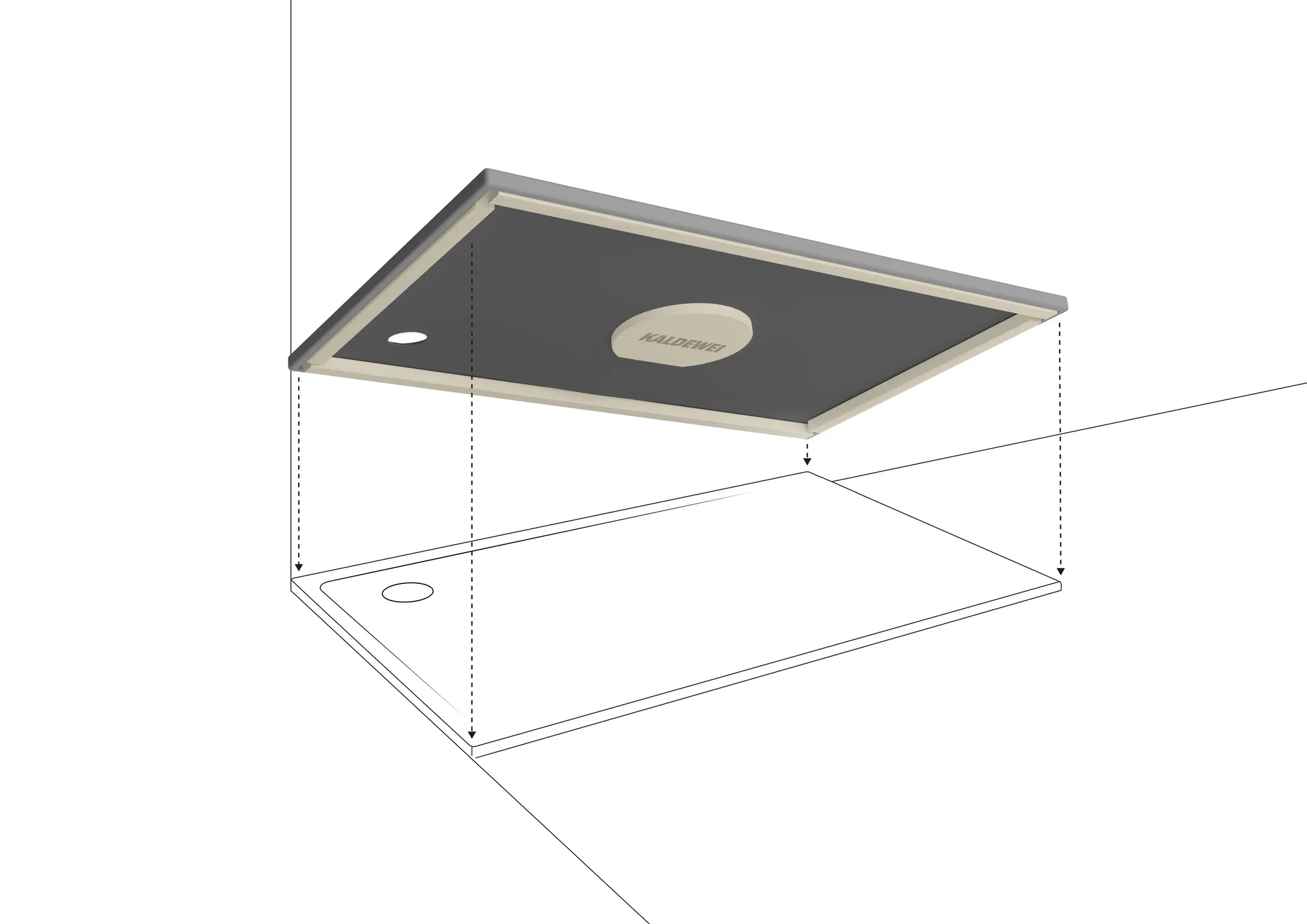 Kaldewei rechteck Duschwanne „Cayonoplan“ 750 × 900 mm ohne Oberflächenbeschichtung, mit Antislip Secure Plus, in cool grey 80