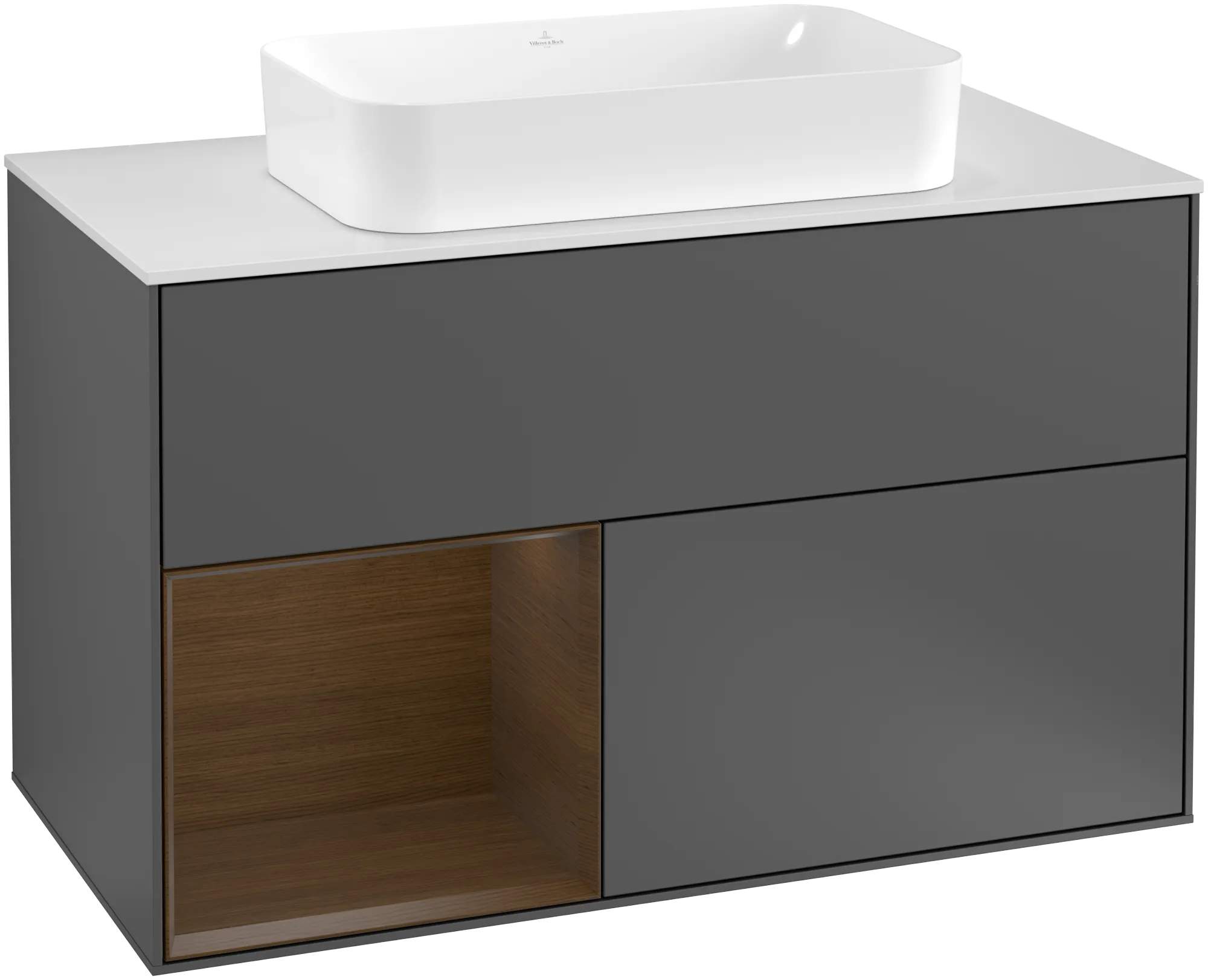 Villeroy & Boch Finion Waschbeckenunterschrank F24 1000x603x501mm Anthracite Matt/Lacquer/Walnut Veneer/Glass White Matt