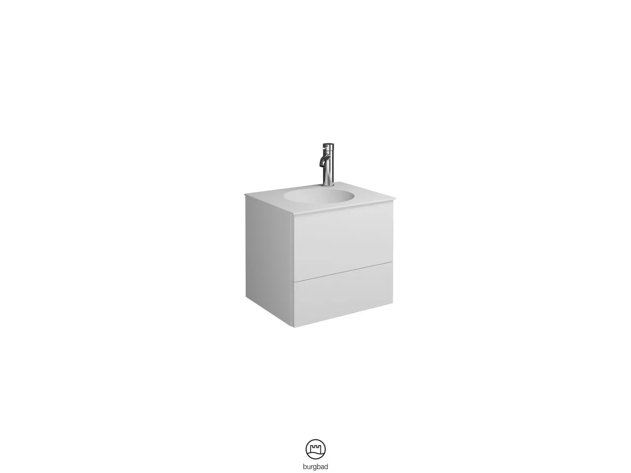 burgbad Coco Mineralguss-Waschtisch inkl. Waschtischunterschrank, 406 mm hoch, 373x450 mm, PG2